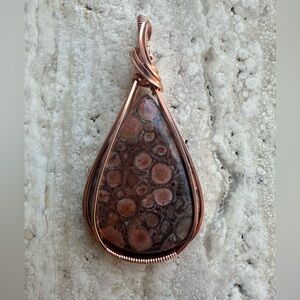 Tarnish Resistant Grounding Copper Poppy Jasper Necklace Pendant